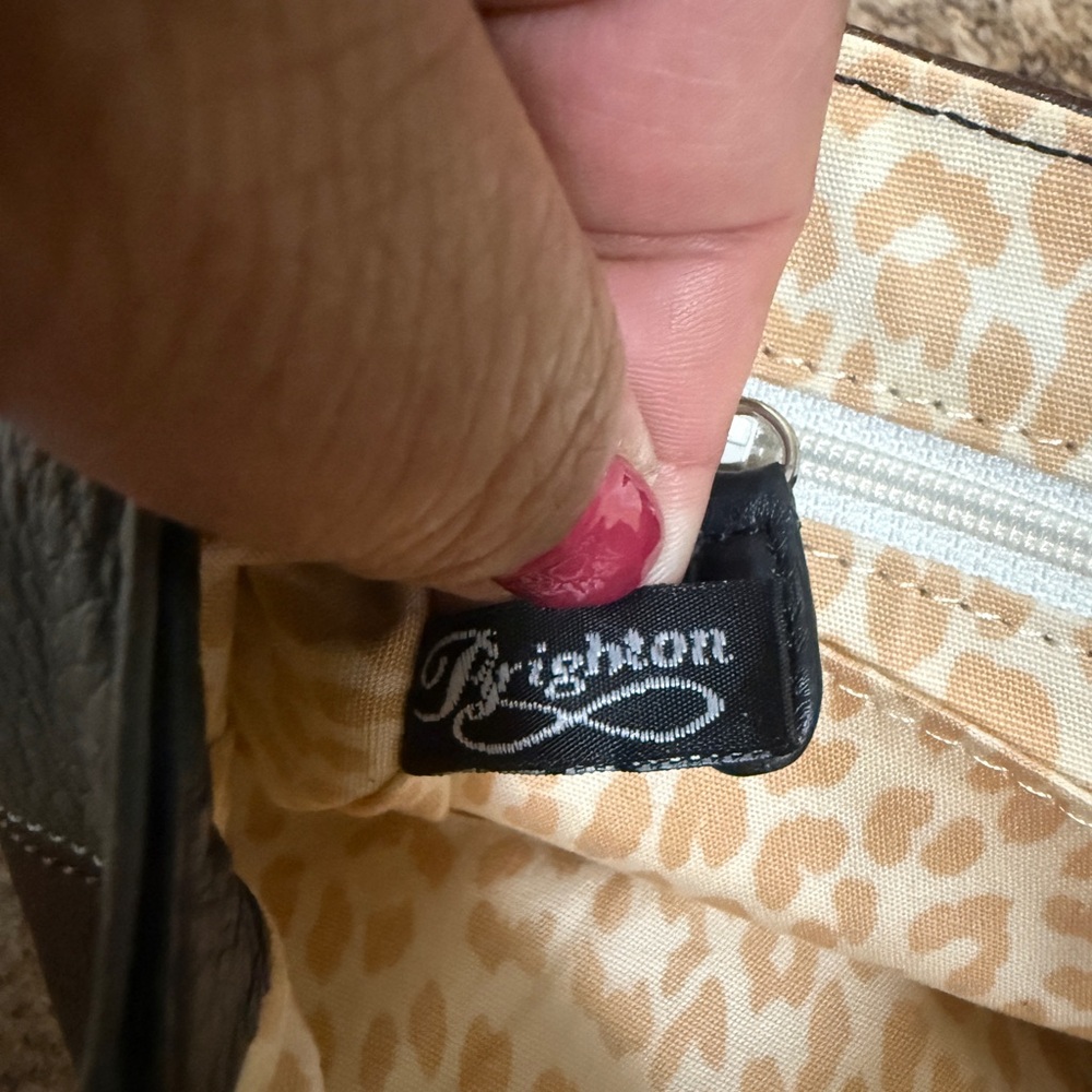 Brighton Brown and Gray Crossbody Bag with Leopard Print - Picture 8 of 11